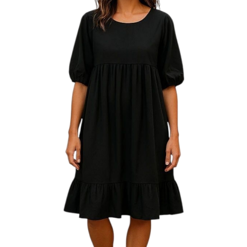 Joyfolie Black Casual Dolman Sleeve Dress, Medium